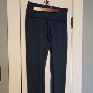 Lululemon Black Blue Stripe Full Length leggings10